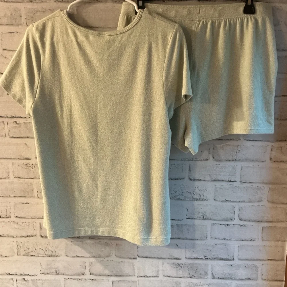 CALVIN KLEIN Women’s Size M Logo Relaxed V-neck Short Sleeve And Shorts Set - Picture 6 of 7